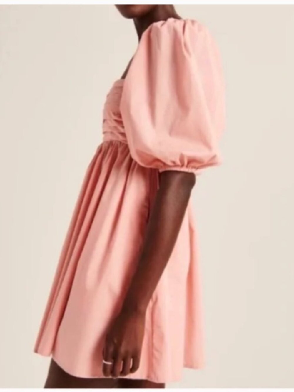 NWT Abercrombie & Fitch Emerson Poplin Puff Sleeve Mini Dress XS Light Pink - Picture 3 of 16